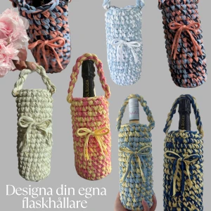 Designa din egna flaskhållare - Perfekt gå-bort-present. Finns oändligt många fina färger. Går att få i 1,2 eller 3 färger. Perfekt accessoar för att bära med sig en flaska på ett snyggt och personligt sätt. @designbybela