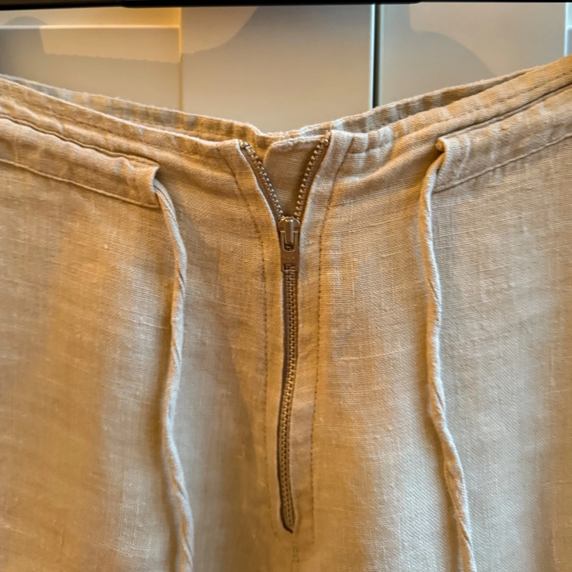 Beigea linnebyxor S - 3