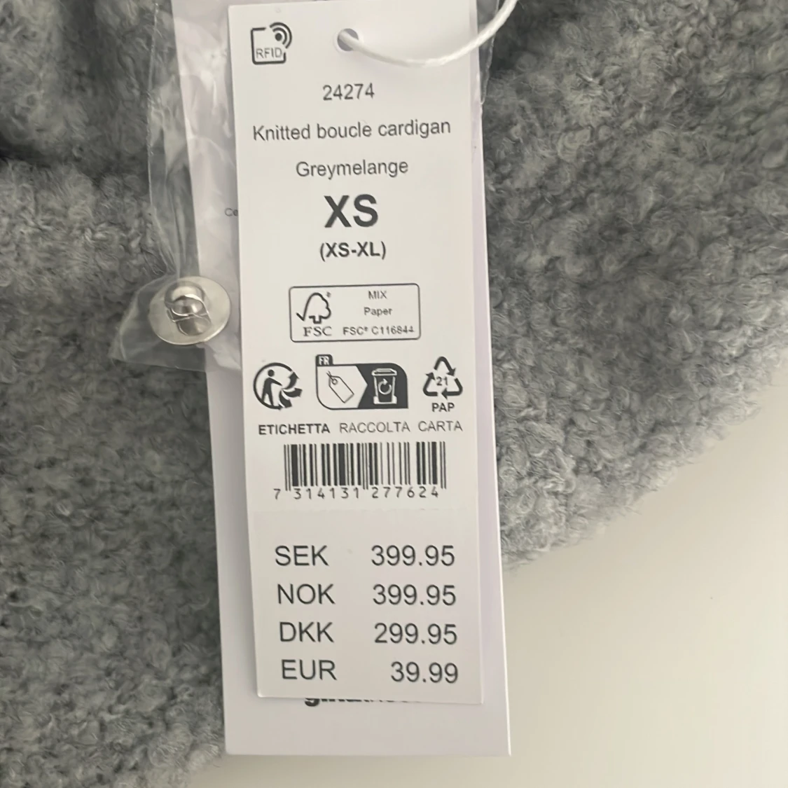 Grå stickad tröja med knappar XS - 1