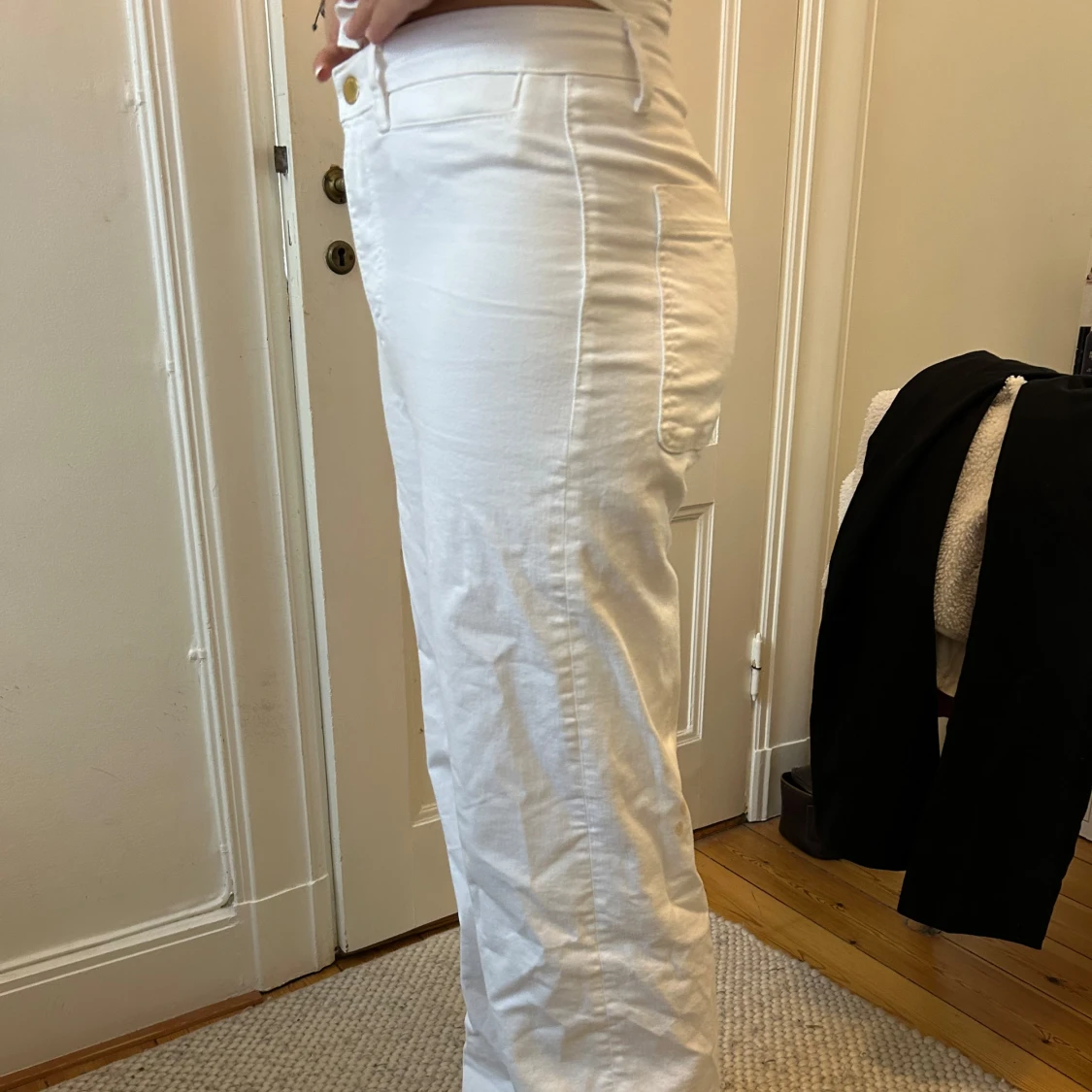 Vita raka jeans med hög midja