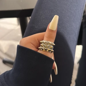 Silvrig ring med nitar - Silver ring från edblad som är för stor på mig 