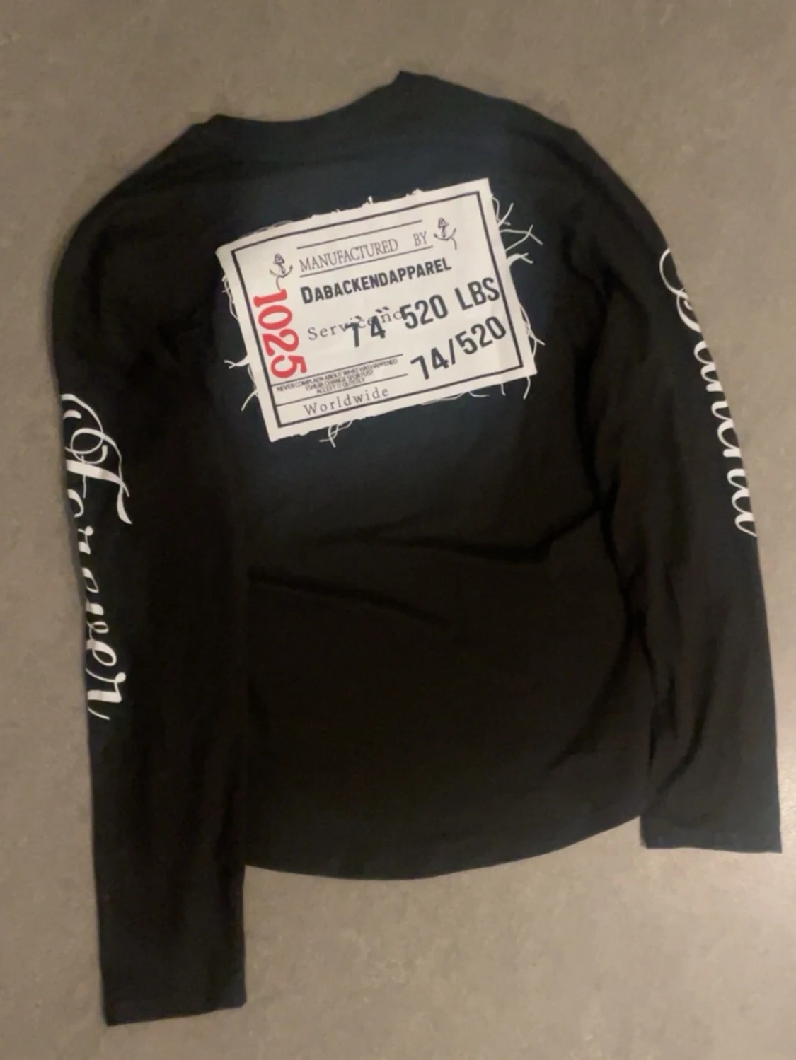 Svart långärmad t-shirt med tryck - 2