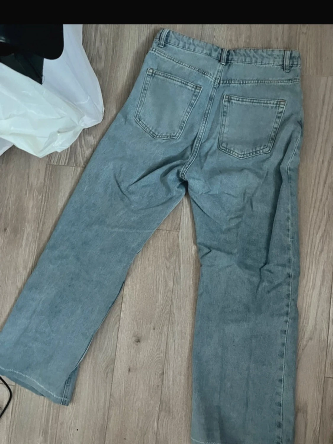Ljusblå raka jeans med hög midja - 2