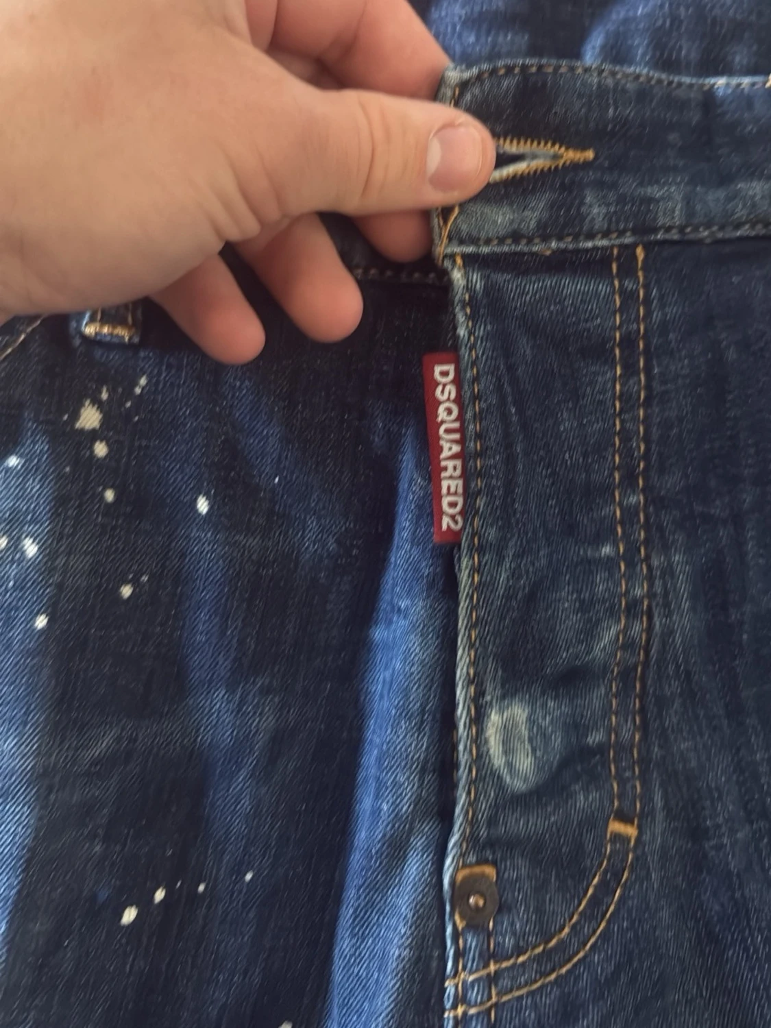 Dsquared2 blå jeans med färgstänk - 1
