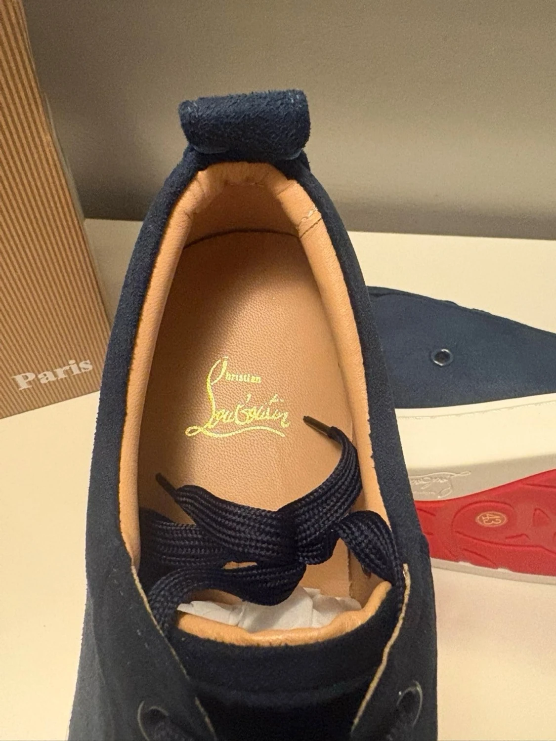 Mörkblå Louboutin sneakers med nitar - 2