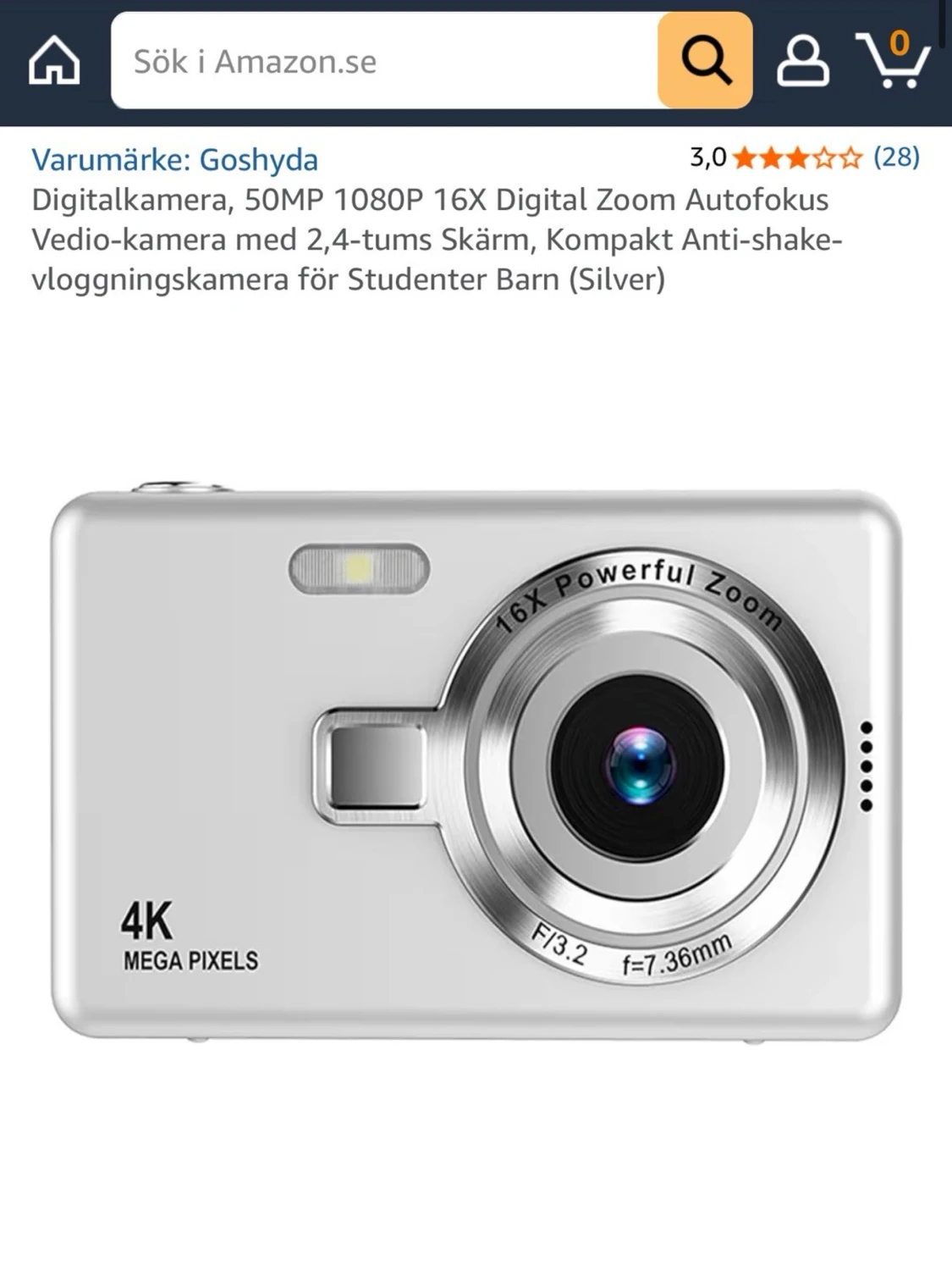 Vit digitalkamera 4K megapixels - 3