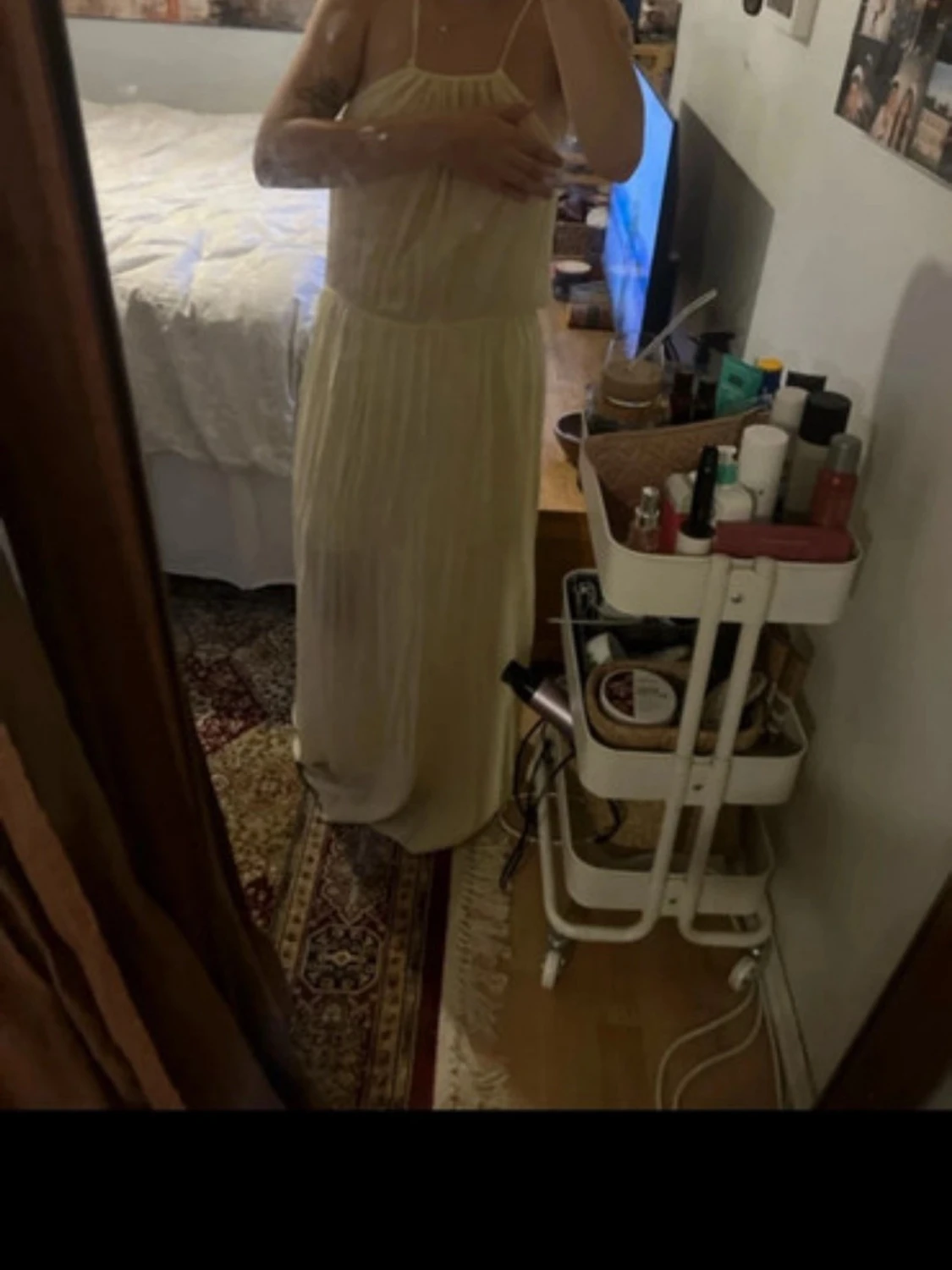 Gul långklänning med tunna band