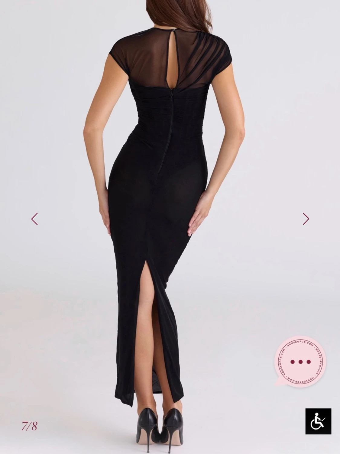 Svart långklänning med meshdetaljer - 1