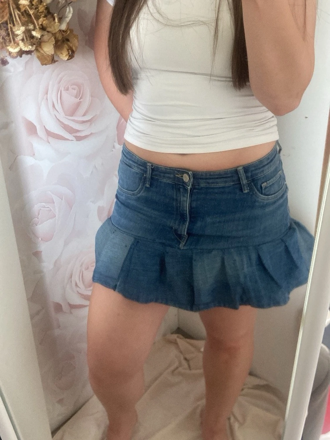 Blå volangkjol i jeans - 2