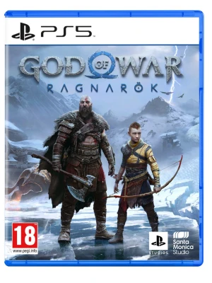 God of War Ragnarök PS5 spel - Säljer God of War Ragnarök till PlayStation 5. Spelet har ett blått plastfodral och omslaget visar Kratos och Atreus i en snöig nordisk miljö. Actionäventyr med episka strider och mytologi. Perfekt för dig som gillar intensiva spelupplevelser.
