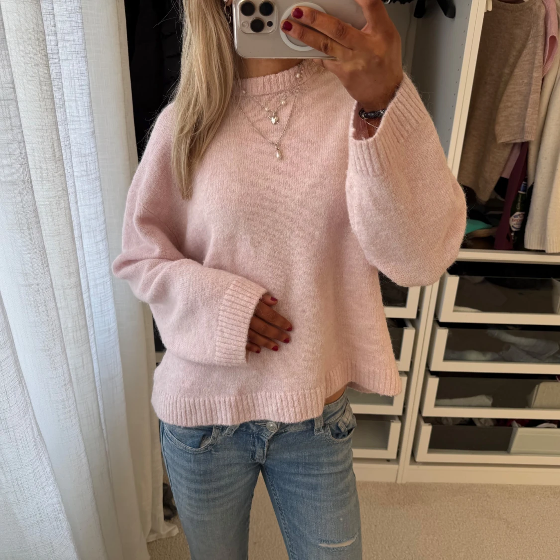 Ljusrosa stickad tröja - 4