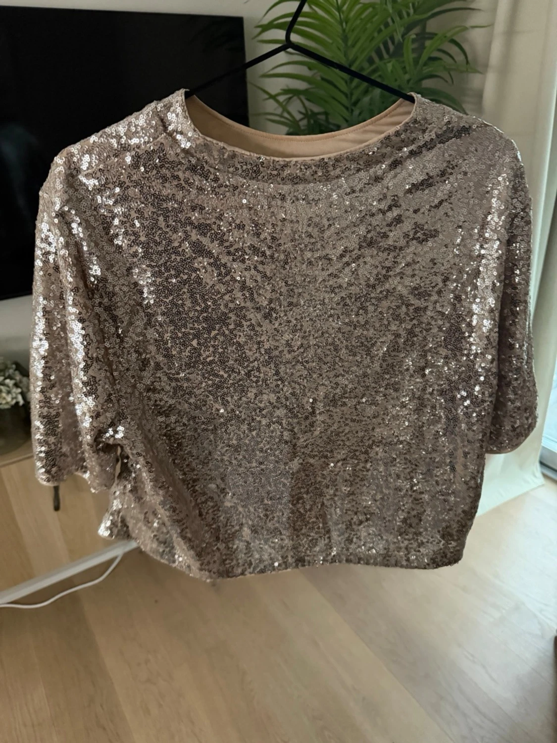 Glittrig croppad topp i silver - 2