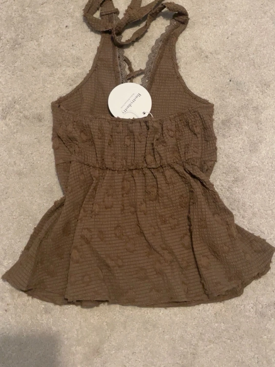 Brun halterneck topp med knyt - 1