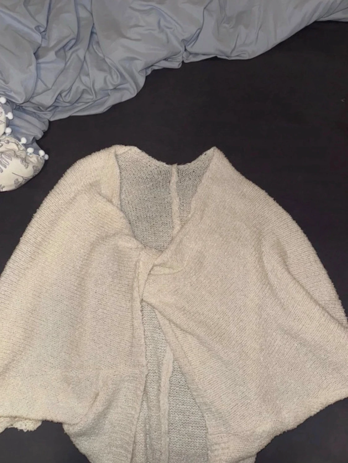 Beige stickad öppen kofta