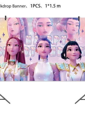 K-Pop backdrop banner - 1×1,5 meter. Passar som fotobakgrund, väggdekoration eller bakom dessertbord och presentbord. Snöre ingår. (#699)