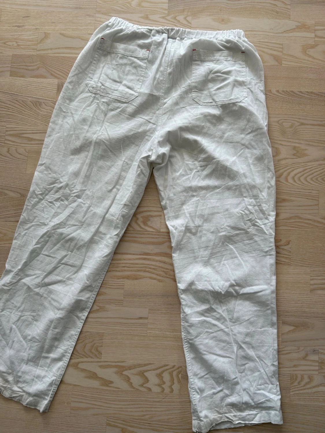 Vita linnebyxor med resårmidja - 3