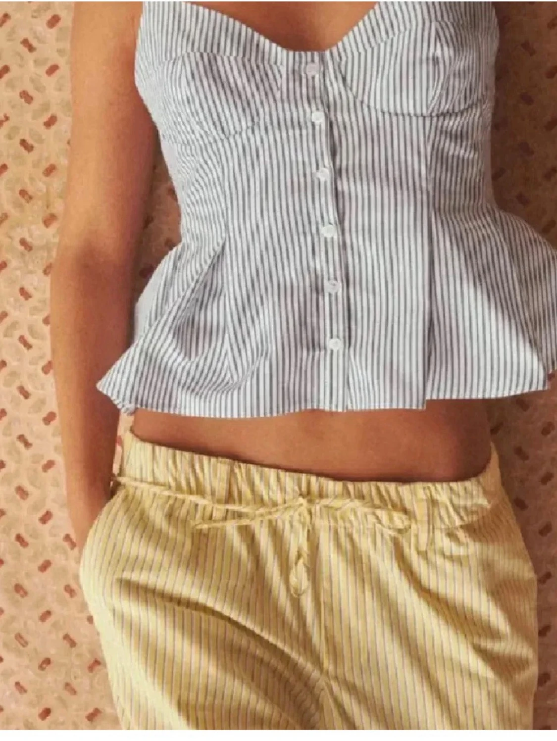 Randig korsettopp med knappar - 1