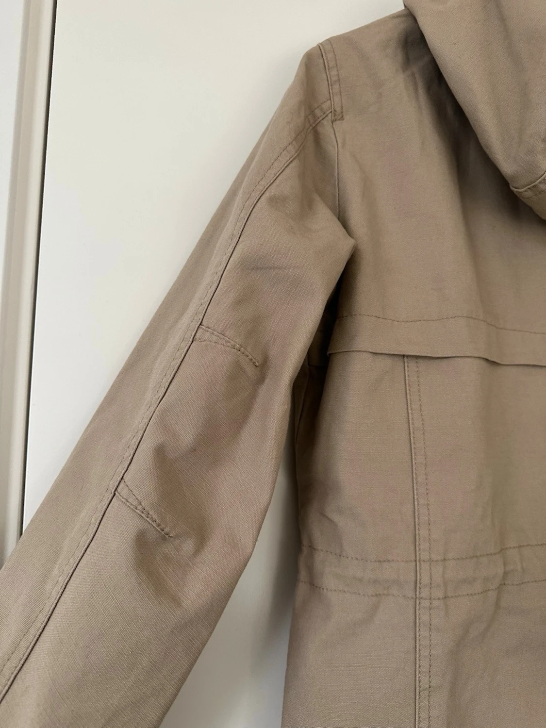 Beige DOBBER parkas med huva och dragkedja - 6