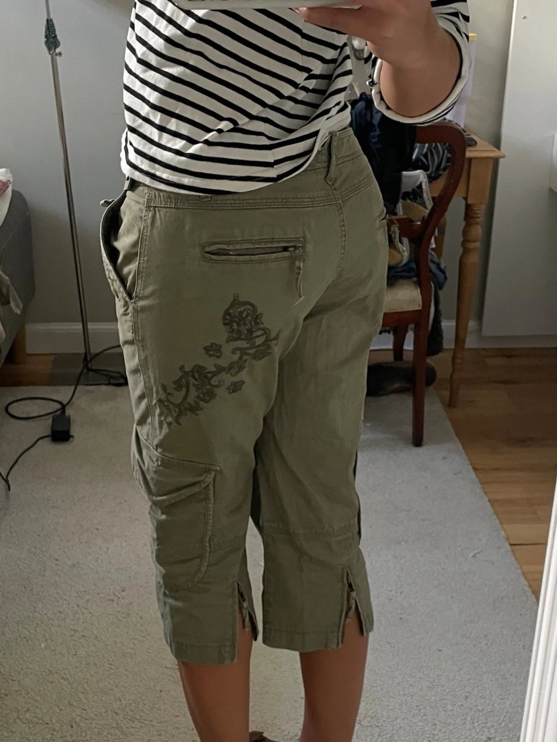 Olivgröna capri cargobyxor - 2