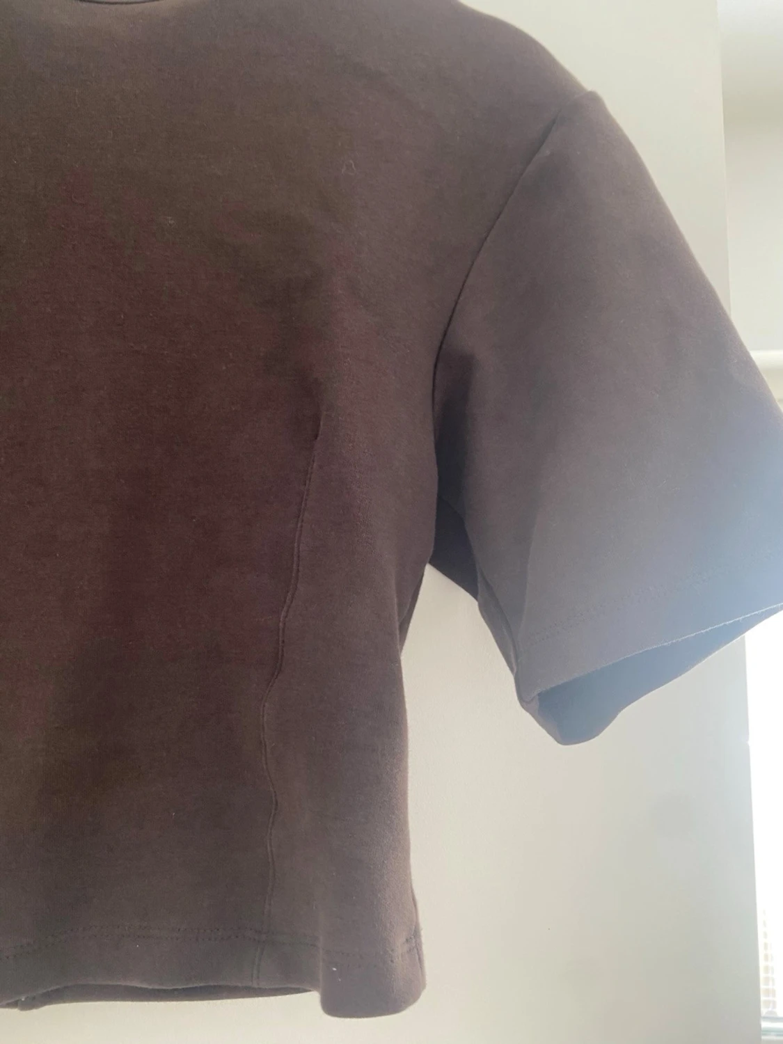 Brun kortärmad topp i bomull - 3
