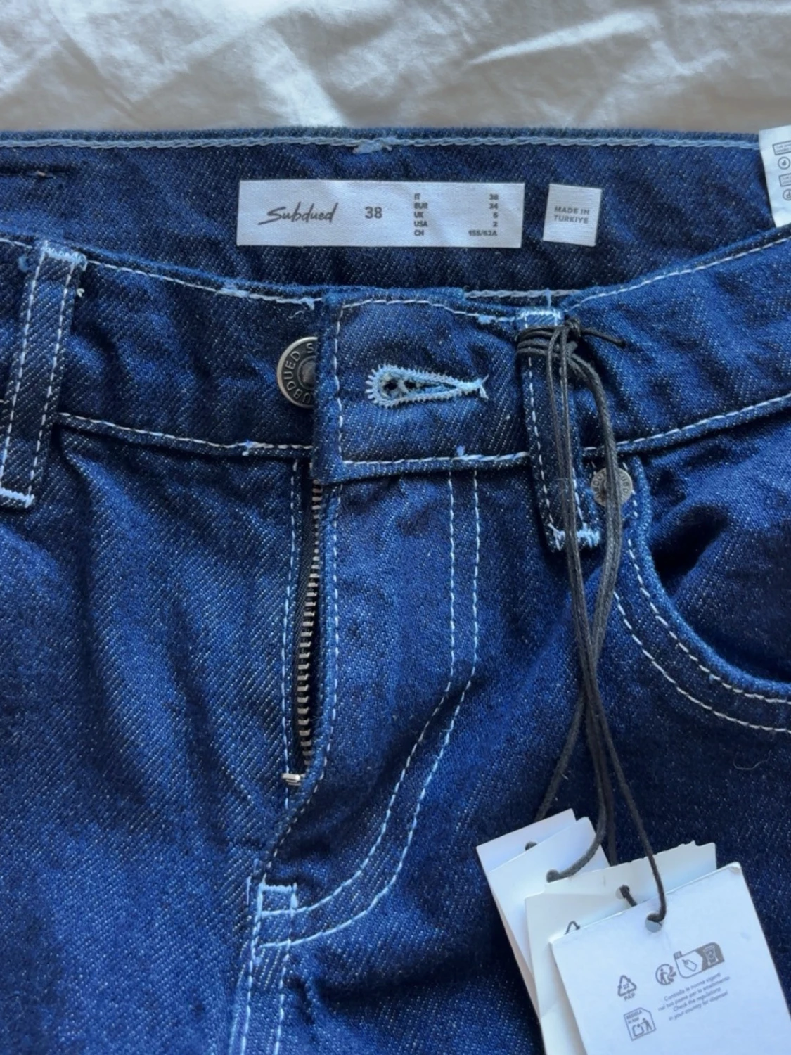 Mörkblå wide leg jeans - 2