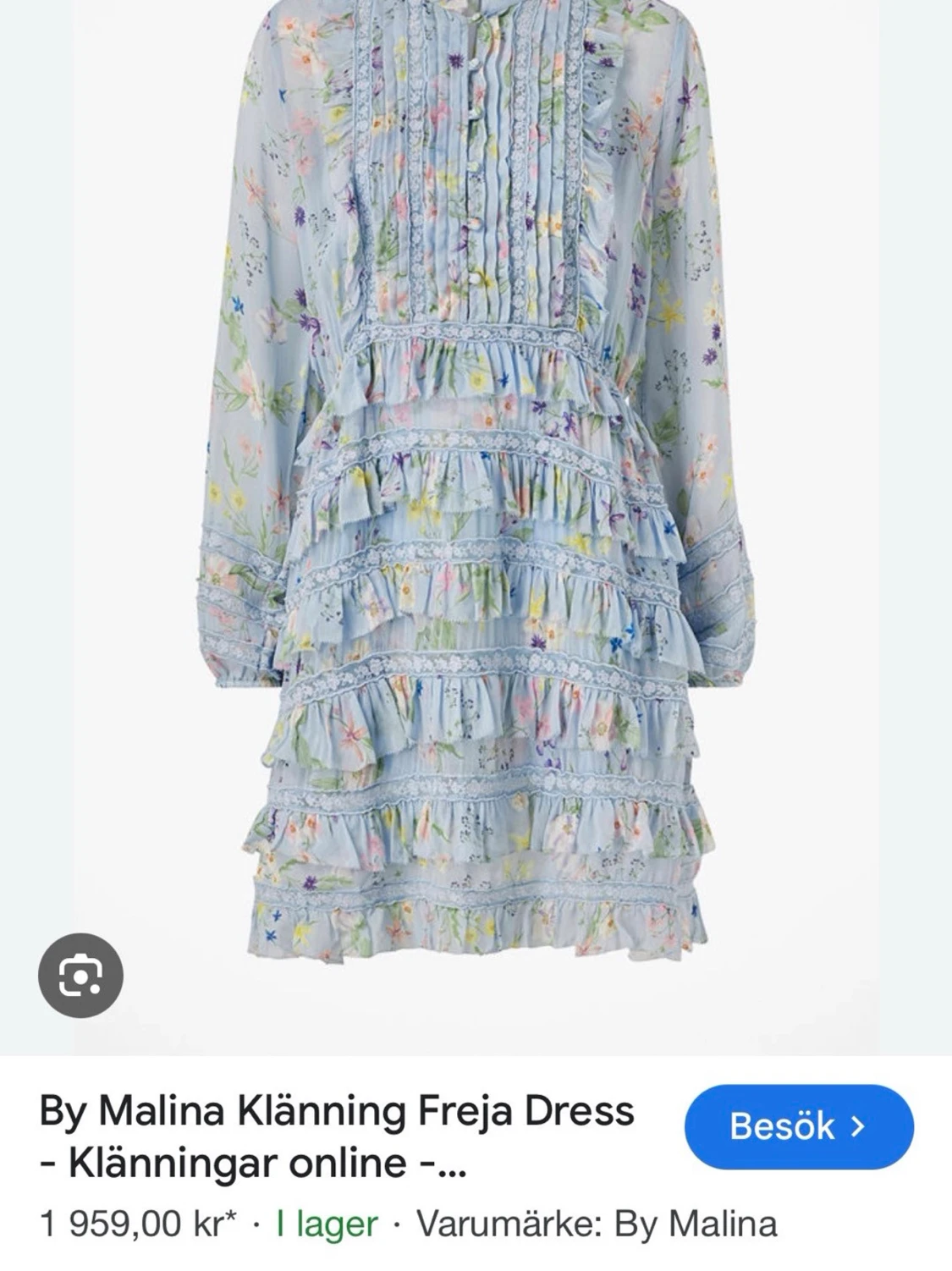 By malina, XS, Blommig volangklänning i pastell - 1