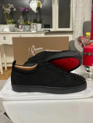 Christian Louboutin Skor i Svart - Helt nya Christian Louboutin i storlek 43 i färgen svart med taggar. Finskor som är ganska vanliga i storleken. Boxen och allt annat material kommer också med som skohorn, Christian Louboutin kort osv. Pris går att diskutera😊