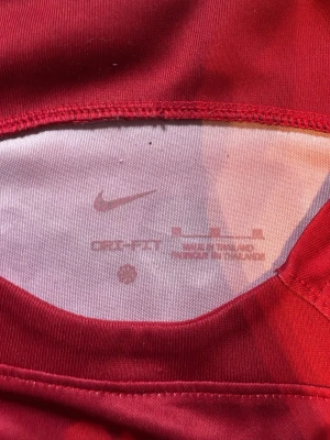 Nike Dri-FIT röd/grön sporttröja - Snygg sporttröja från Nike i Dri-FIT material som andas. Tröjan har en röd och grön färgblock-design och rund halsringning. Perfekt för träning eller match. Märkt med Nike-logga och Engineered-märke nertill.