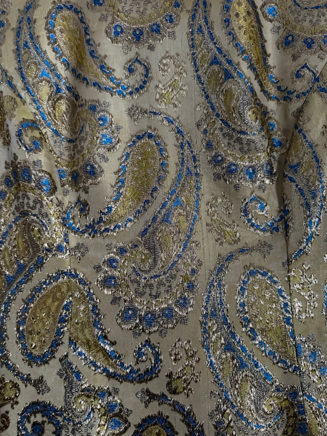 Guld paisleymönstrad långklänning vintage festklänning  - 4