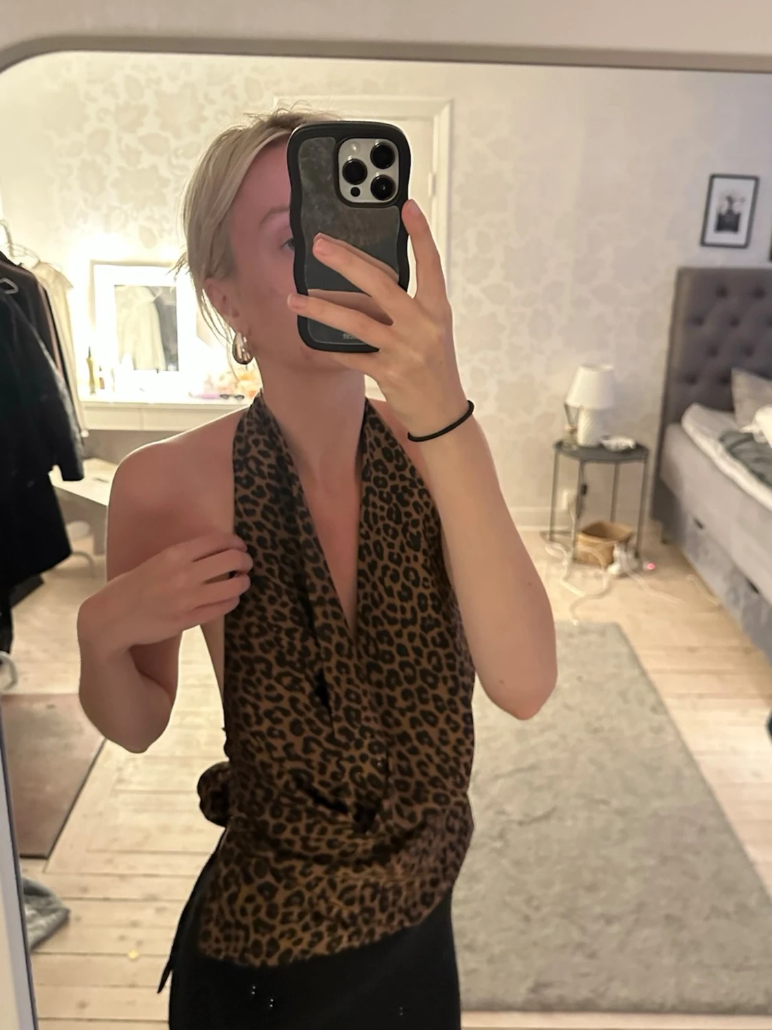 Leopardmönstrad halterneck topp - 1