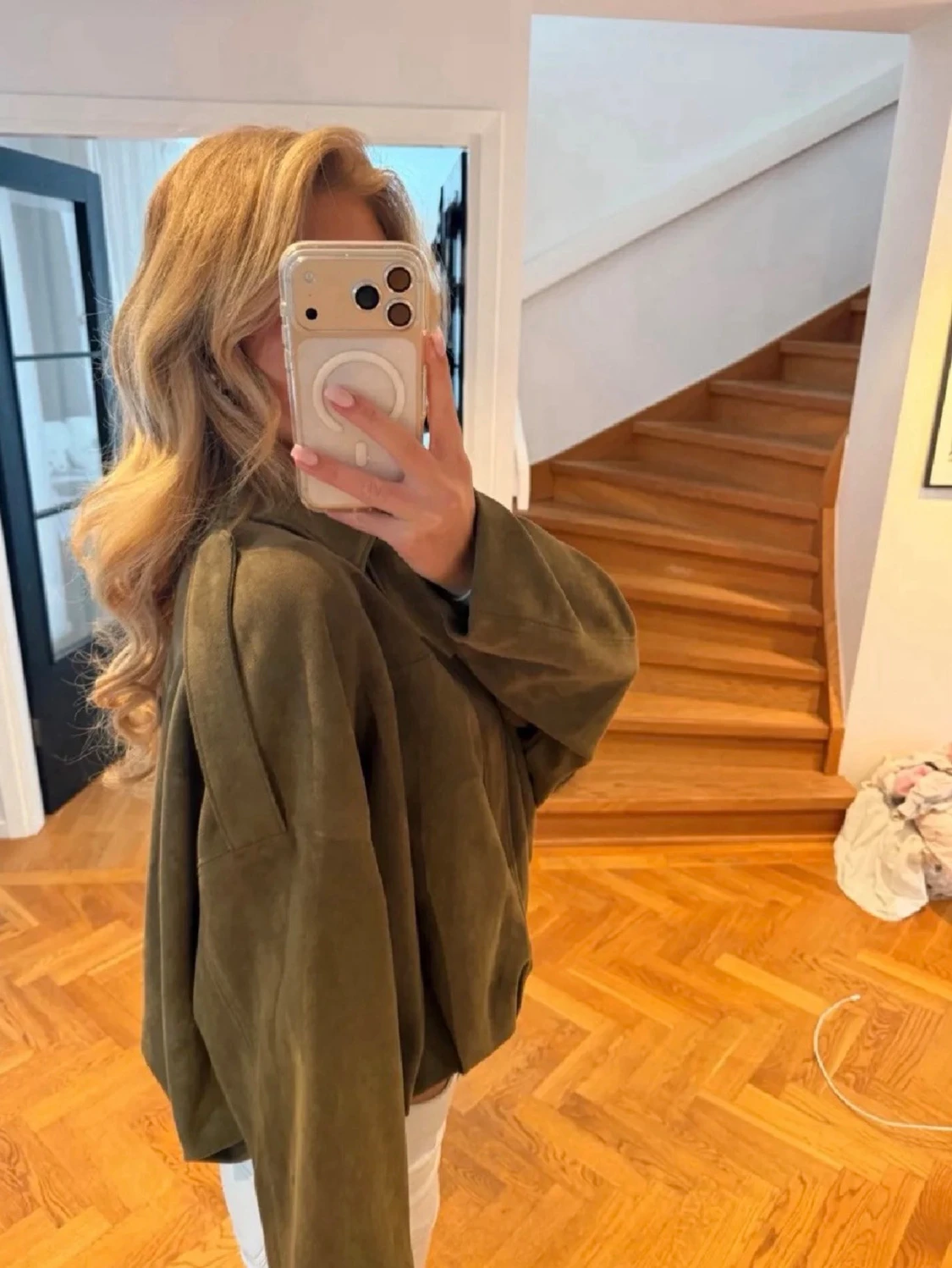 Olivgrön mocka jacka