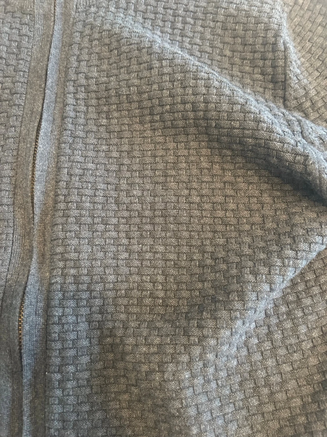 Mörkgrå ziptröja med strukturmönster - 1