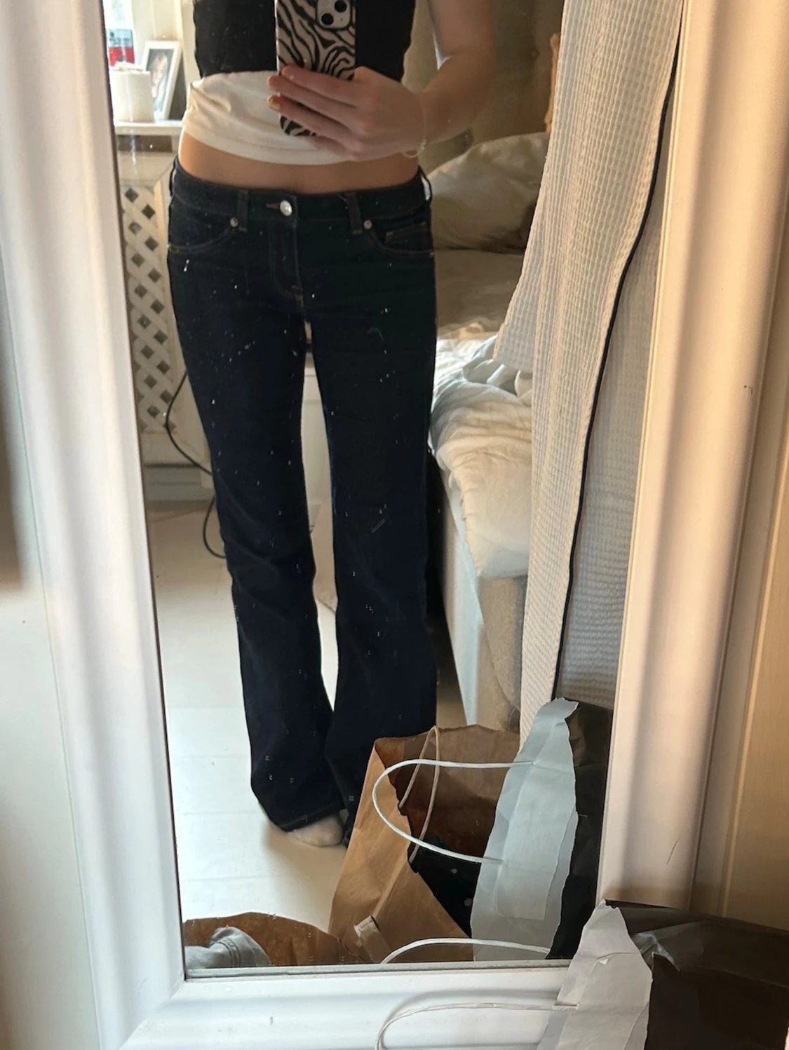 Mörkblå bootcut jeans - 2