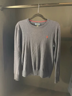 Mörkblå tröja från Polo Ralph Lauren - Snygg mörkblå tröja från Polo Ralph Lauren med klassisk rund hals och lång ärm. Tröjan har en liten röd broderad logga på bröstet och ribbade muddar vid ärmslut och nederkant. Perfekt för dig som gillar stilrena och tidlösa plagg.