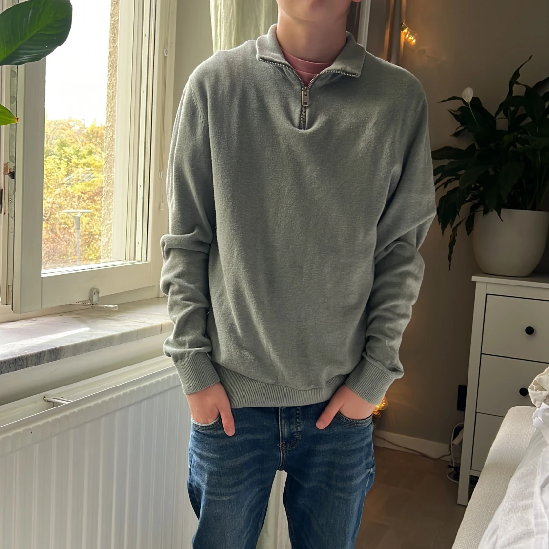 Grå half zip-tröja Jack & Jones