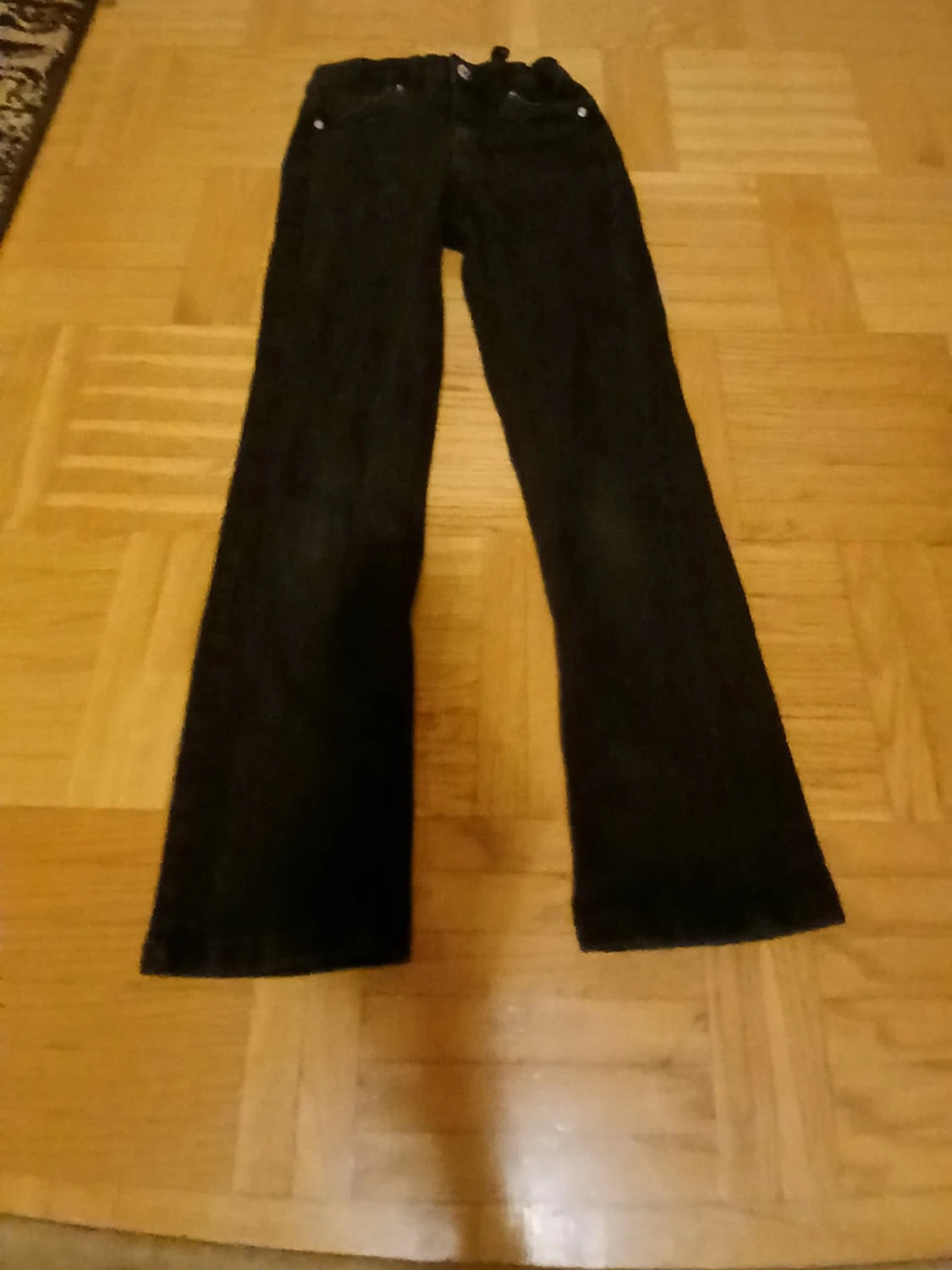 Mörkblå bootcut jeans med justerbar midja - 1