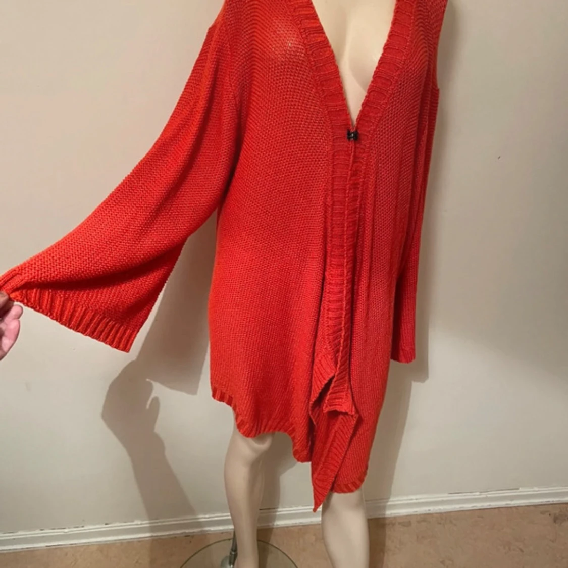 Orange oversized stickad kofta - 2