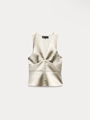 Beige satinväst från Zara - Champange färgad väst från zara aldrig använt 