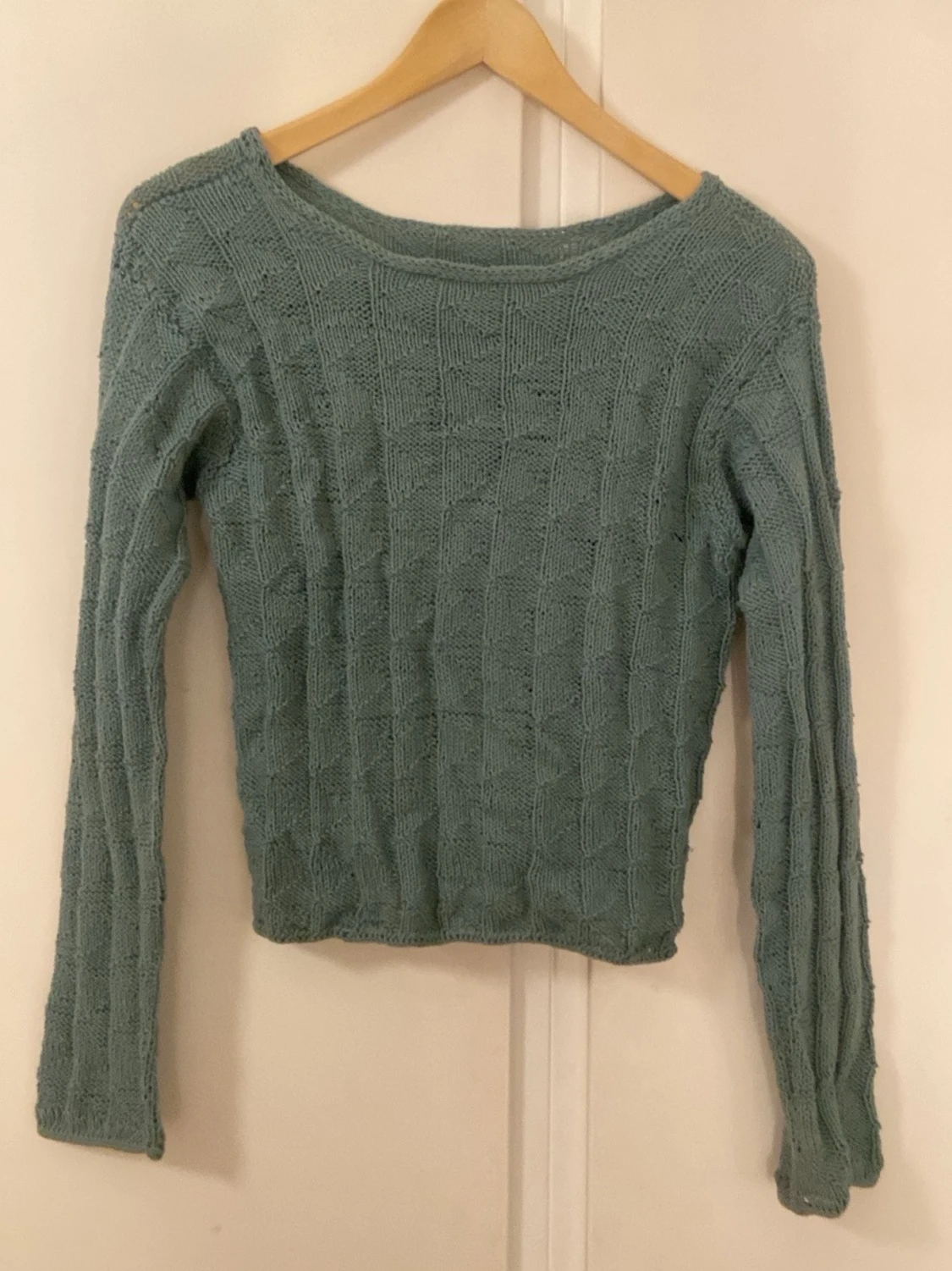 Turkos stickad långärmad tröja