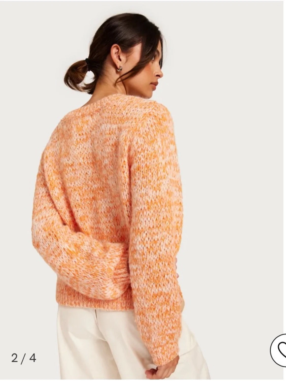 Stickad orange melerad tröja - 2