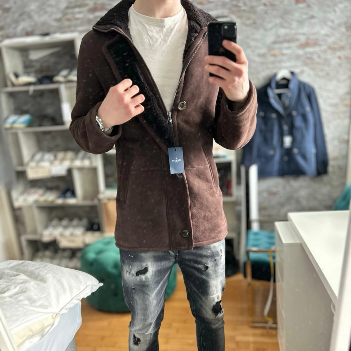 Ny hackett shearlingjacka