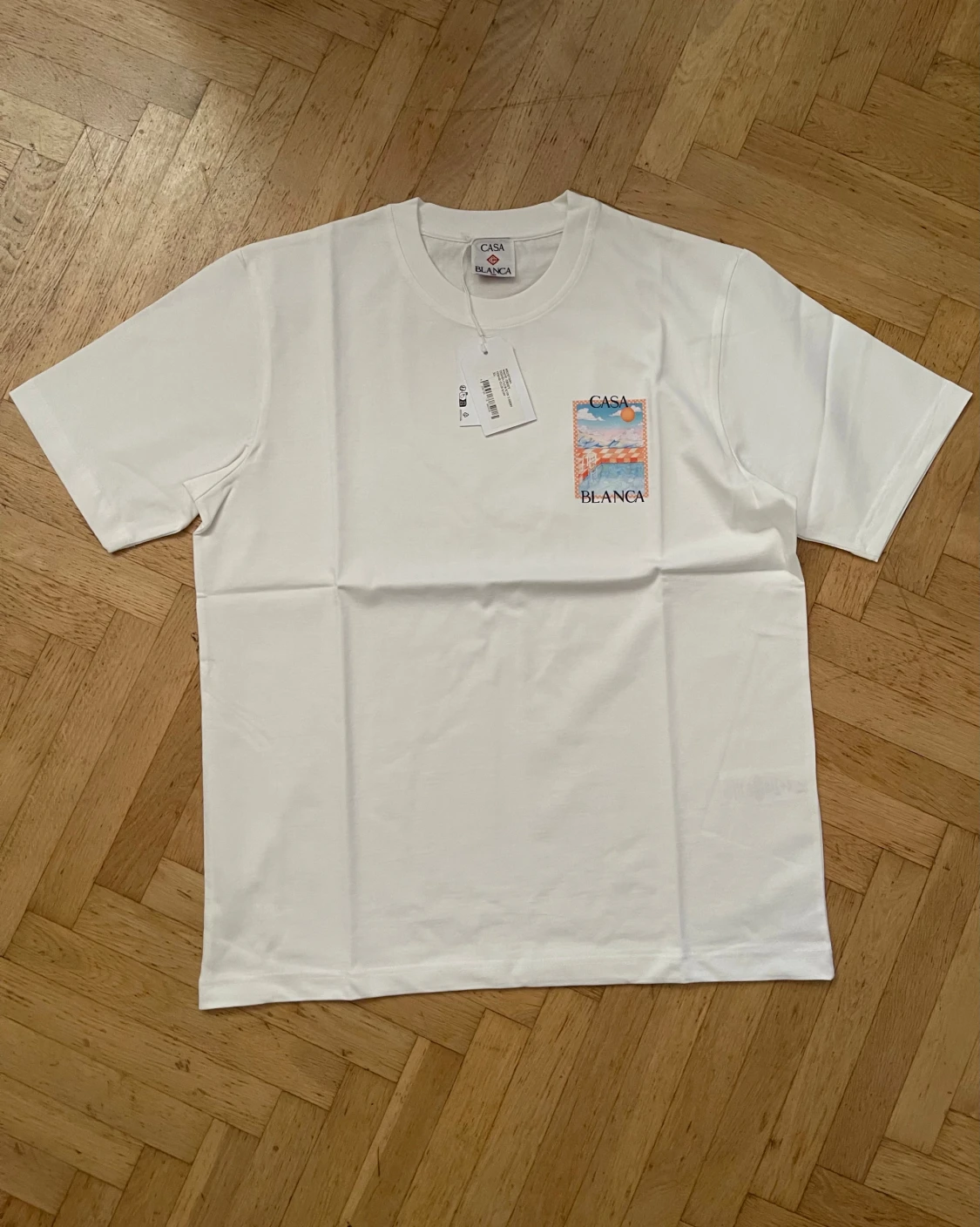 Vit Casa Blanca t-shirt med tryck - 1