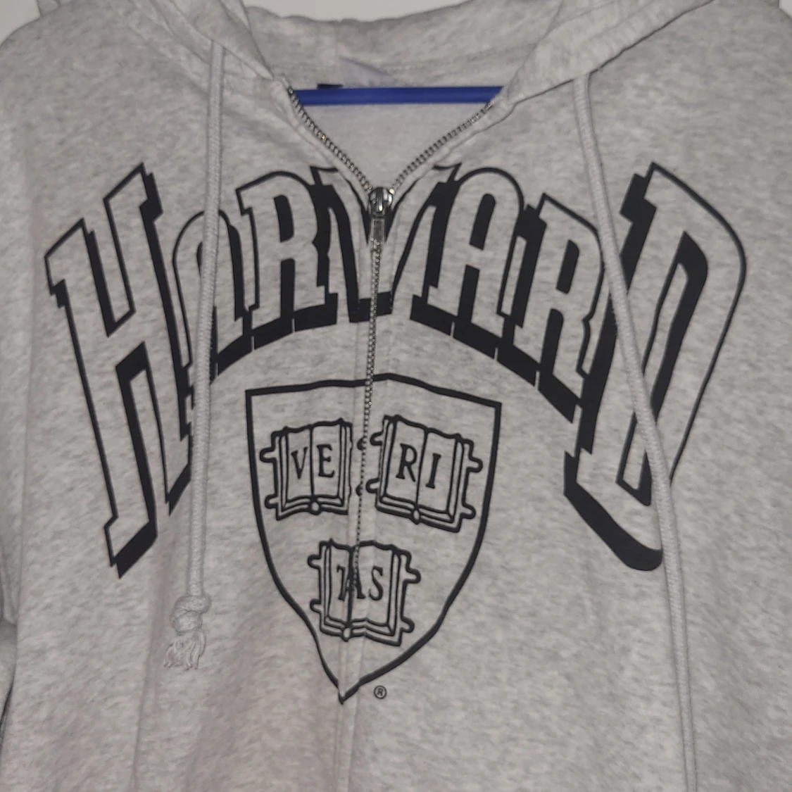 Grå Harvard hoodie med dragkedja S - 3