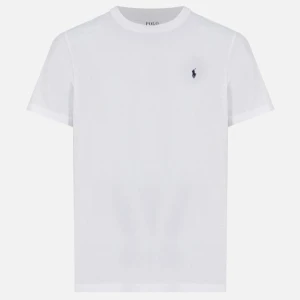 Polo Ralph lauren Slim Fit - Vit Slin Fit t-shirt från Polo Ralph Lauren med klassisk rund hals och korta ärmar. T-shirten har en liten broderad logga i marinblått på bröstet. Tillverkad i mjuk bomull för skön komfort och stilren look. Perfekt för dig som gillar enkel och tidlös design. Taggen alltså på andra bilden sitter inte kvar tyvvär. 