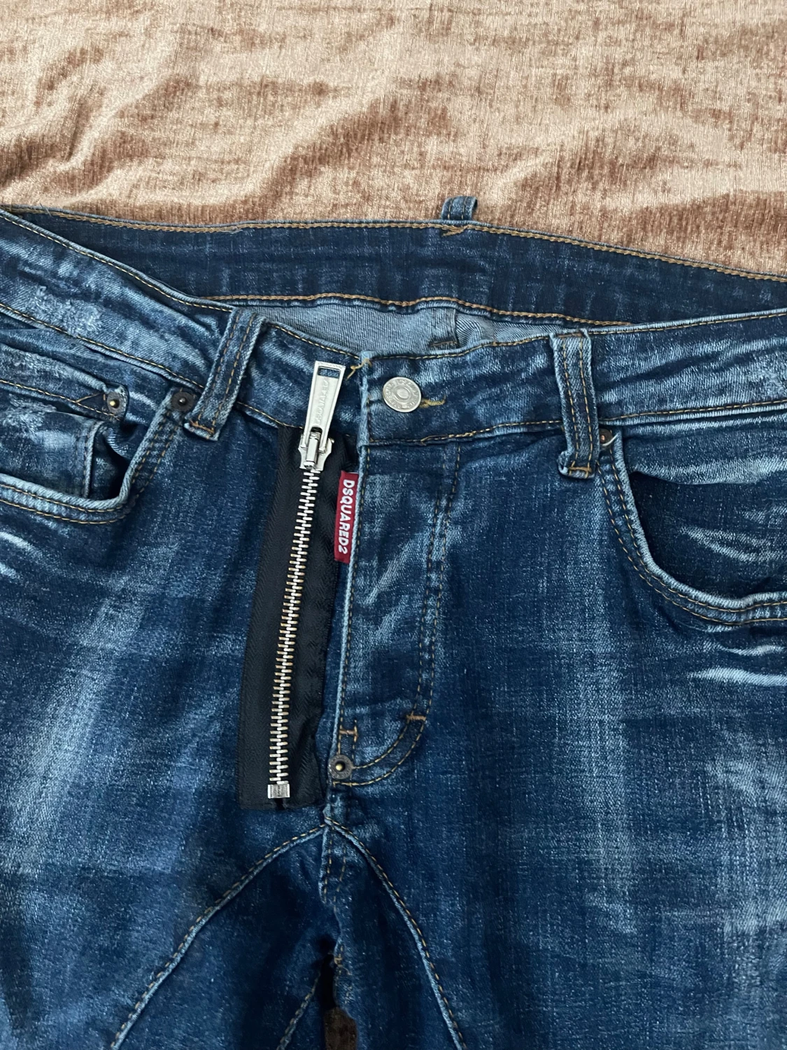 Dsquared2 blå slitna jeans herr - 1