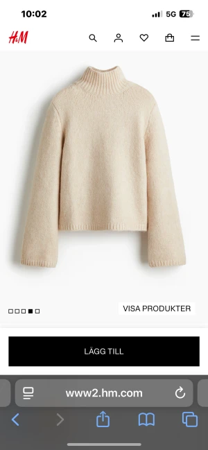 Beige polotröja från H&M - Snygg beige polotröja från H&M med ribbad krage och långa ärmar. Tröjan är stickad och har en lös passform. Endast använd vid ett tillfälle💗