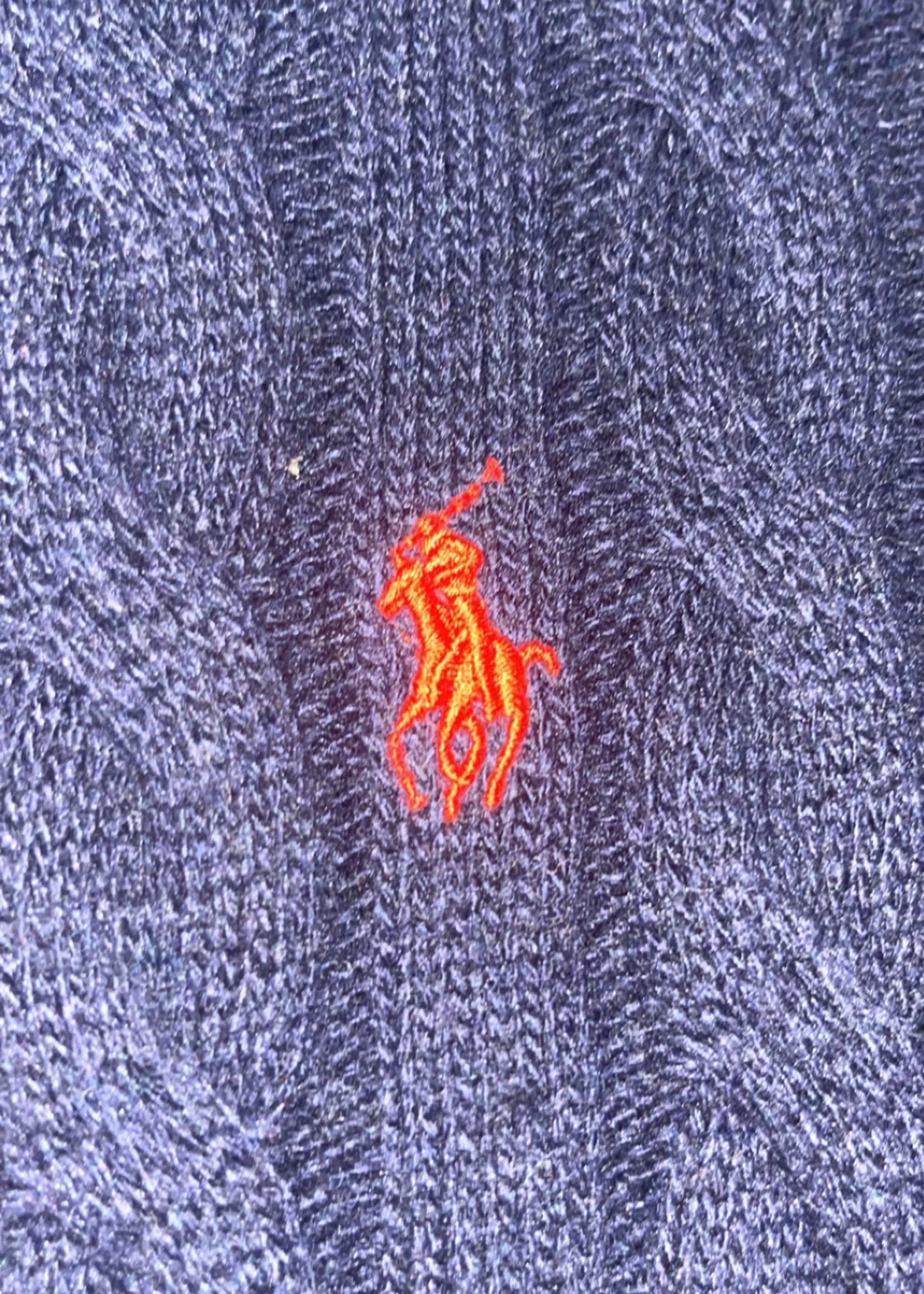 Kabel stickad Polo Ralph Lauren kvart zip tröja - 2