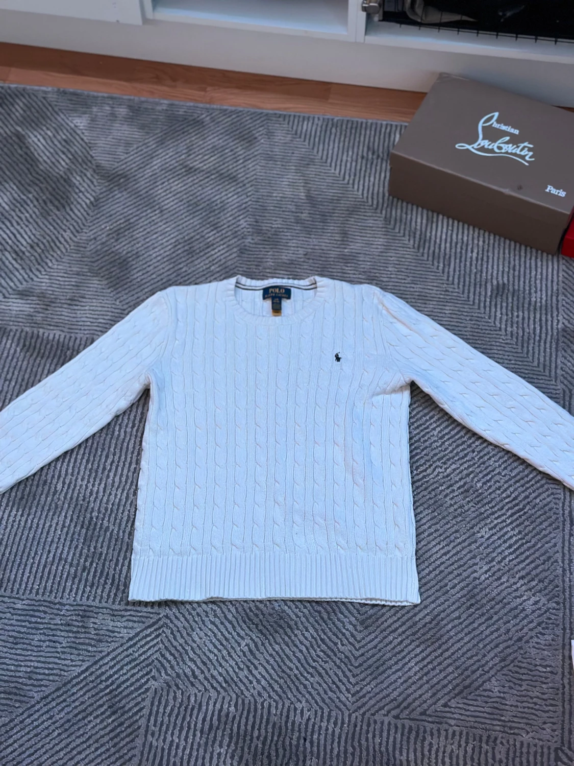 Vit kabelstickad tröja Polo Ralph Lauren