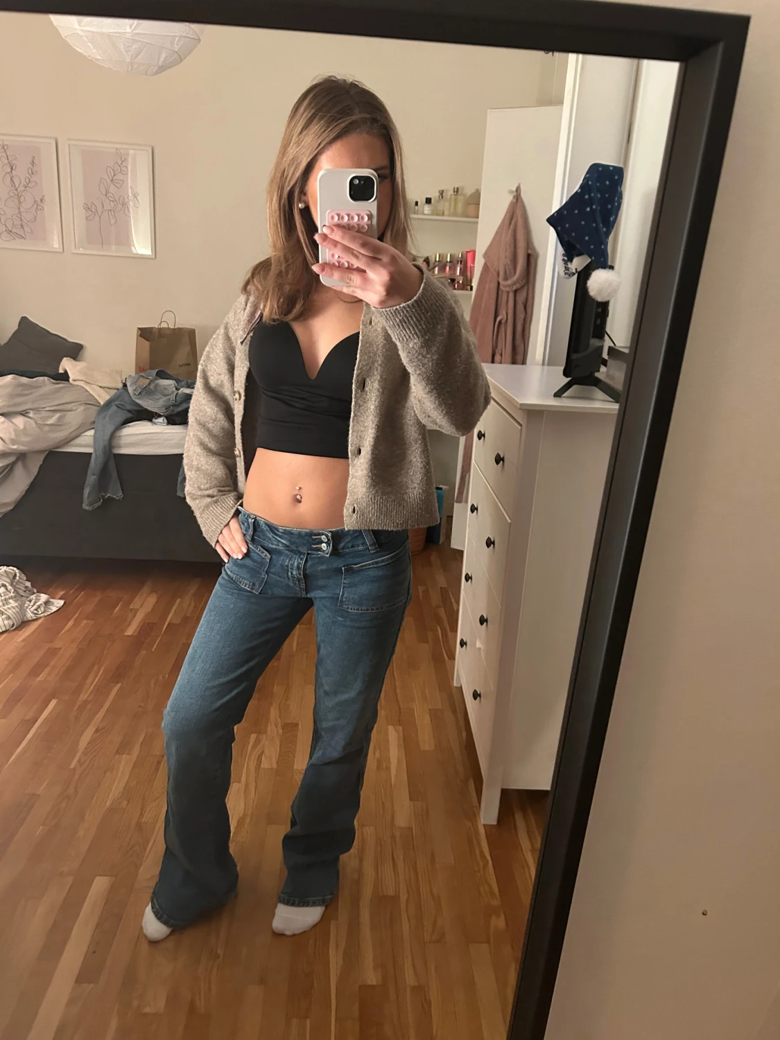 Blåa lågmidjade bootcut jeans - 2