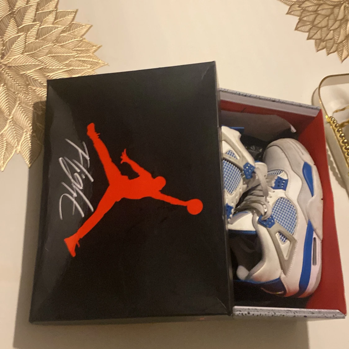 Nike Air Jordan 4 Retro Vit/Blå - 4